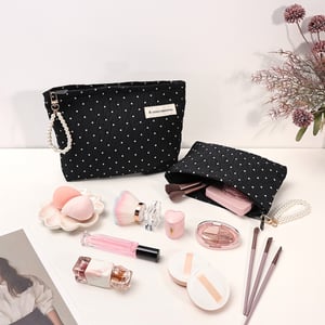 1 Piece Classic Series Elegant White Polka Dots Durable Lightweight Women's Cosmetic Bags h5 Picture3